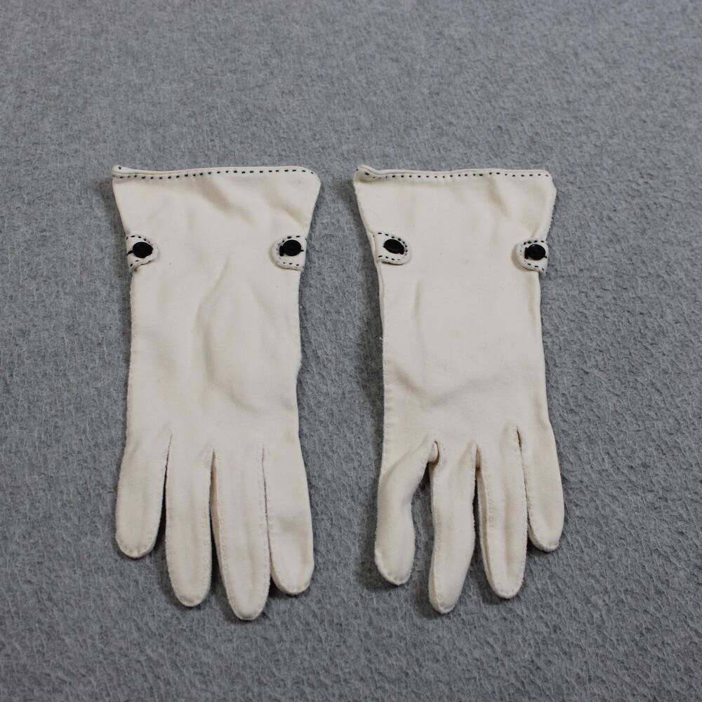 Vintage Cloth Gloves Woman White Cotton Retro Mid Century Modern 1950s 1960s